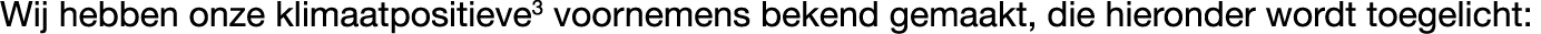 Wij hebben onze klimaatpositieve3 voornemens bekend gemaakt, die hieronder wordt toegelicht: