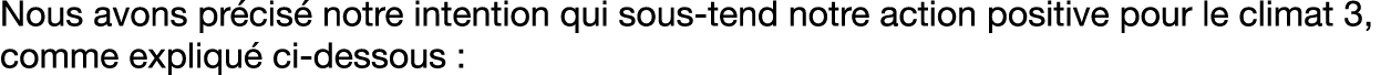 Nous avons pr cis notre intention qui sous tend notre action positive pour le climat 3, comme expliqu  ci dessous :