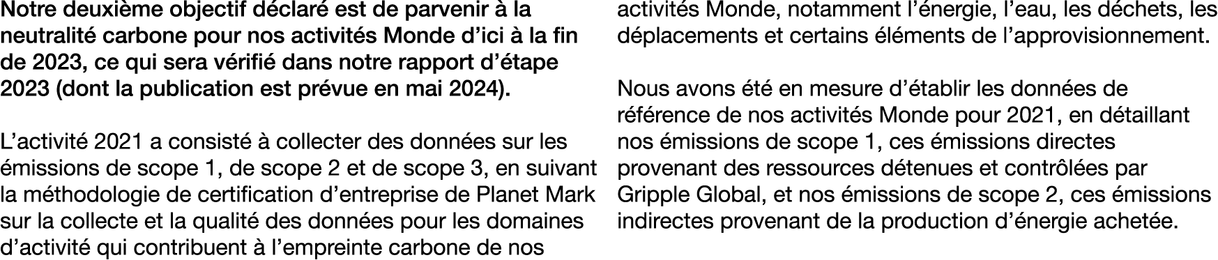 Notre deuxi me objectif d clar est de parvenir   la neutralit  carbone pour nos activit s Monde d’ici   la fin de 20...
