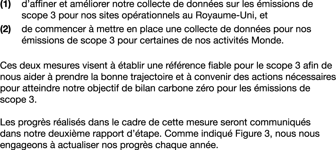 (1) d’affiner et am liorer notre collecte de donn es sur les missions de scope 3 pour nos sites op rationnels au Roy...