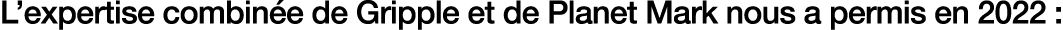 L’expertise combin e de Gripple et de Planet Mark nous a permis en 2022 :