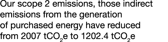 Our scope 2 emissions, those indirect emissions from the generation of purchased energy have reduced from 2007 tCO2e ...