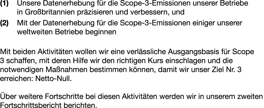 (1) Unsere Datenerhebung f r die Scope 3 Emissionen unserer Betriebe in Gro britannien pr zisieren und verbessern, un...